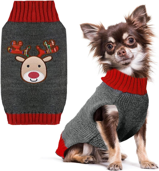 Cozy Reindeer Christmas Dog Sweater - Adorable Gray Vest for Small, Medium & Large Pets - Perfect Holiday Outfit for Dogs & Cats!