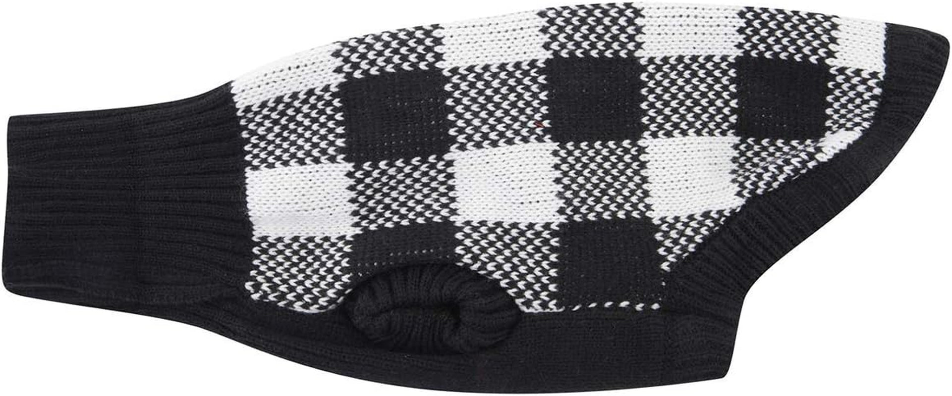 Stylish White Black Plaid Christmas Dog Sweater - Cozy Turtleneck Knitwear for Small Dogs & Cats - Perfect Winter Apparel for Cold Weather (Size S, 12")
