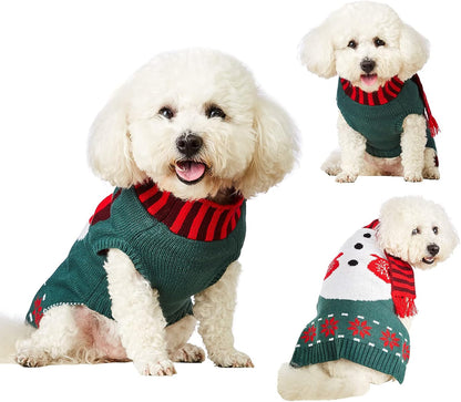 Cozy Knitted Snowman Dog Christmas Sweater - Soft Winter Jumpsuit for Small, Medium & Large Pets