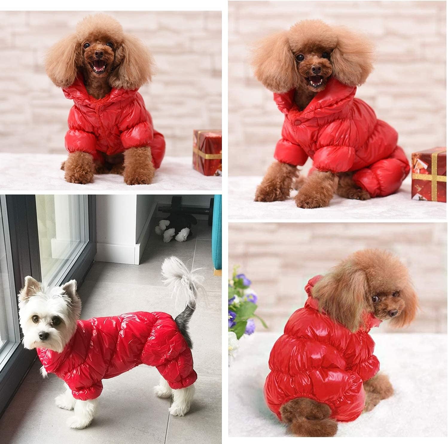 Cozy Red Waterproof Winter Dog Coat - Windproof Snowsuit for Small Dogs - Warm Fleece Jacket for Cold Weather