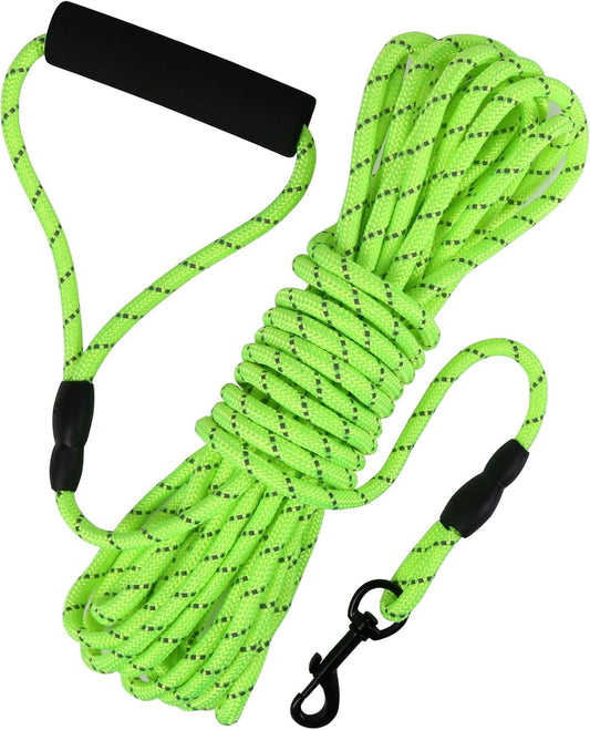 32Ft Reflective Floating Dog Leash - Ideal for Swimming, Hiking, Camping & Beach Adventures (Green)