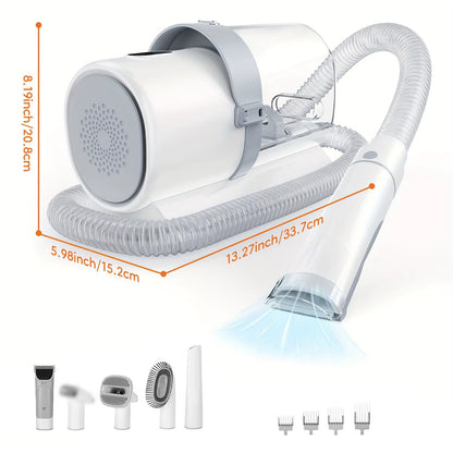 Ultimate 5-In-1 Dog Grooming Vacuum Kit - Professional Clippers with 6 Guide Combs for Effortless Pet Hair Removal on Dogs and Cats