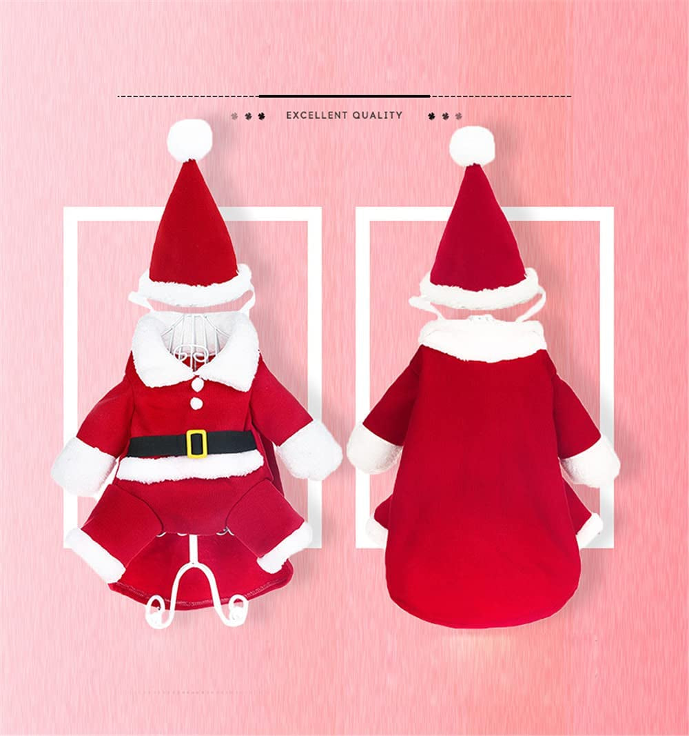 Festive Pet Christmas Costume - Funny Dog & Cat Outfit with Cap for Holiday Parties (Red, Large)