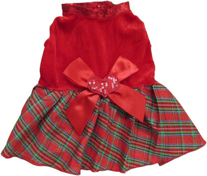 Adorable Bow-Knot Christmas Plaid Dog Dress - Size L for Festive Fun!