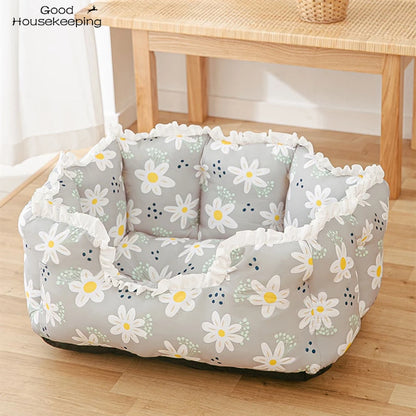 Cozy Summer Cat & Dog Bed House - Stylish Pet Tent & Cushion for Small Pets