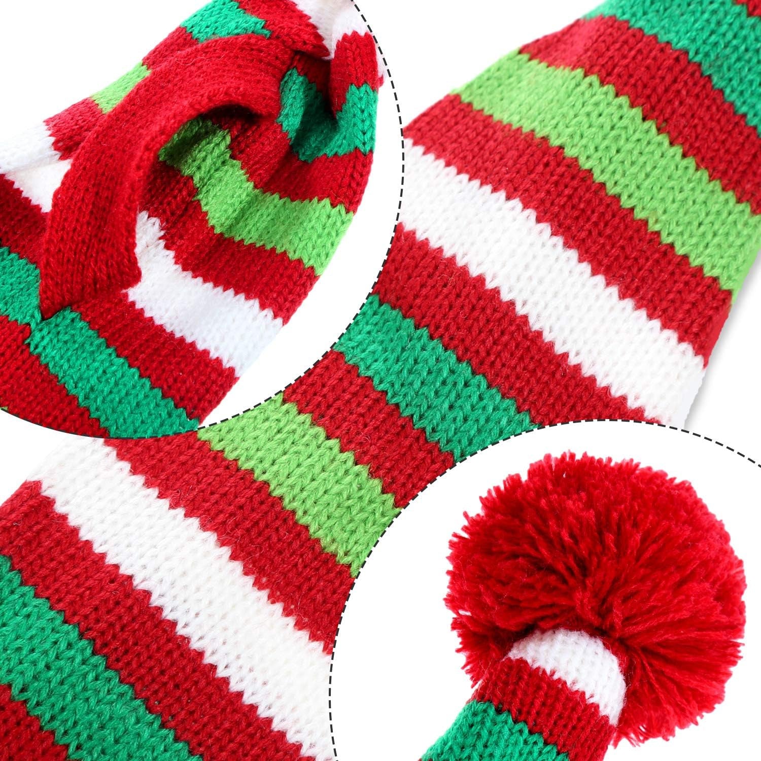 Cozy Christmas Striped Knitted Dog Scarf - 2 Pack Winter Neck Warmers for Pets, Festive Holiday Bandanas for Cats & Puppies