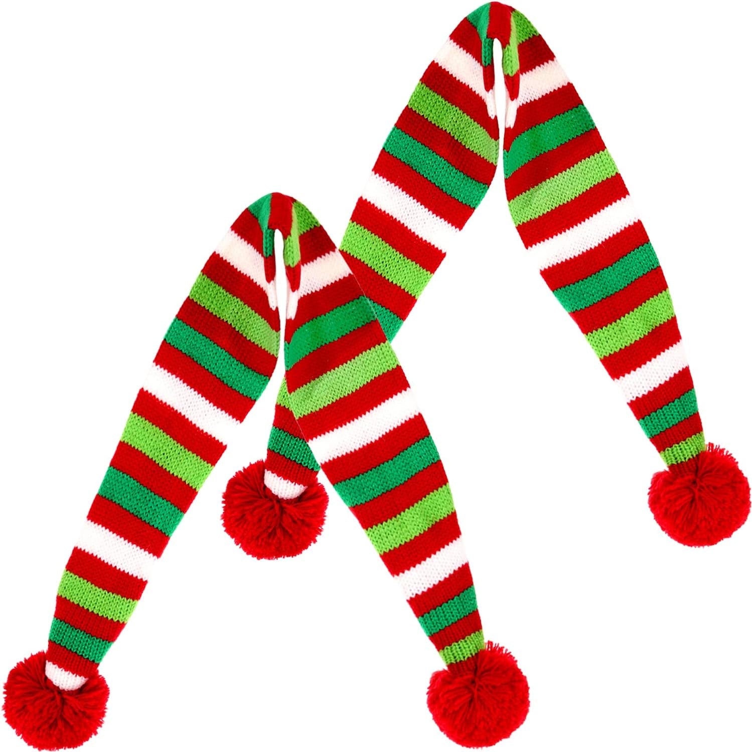Festive 2-Pack Christmas Striped Knitted Dog Scarves - Cozy Winter Neck Warmers for Pets - Holiday Bandana Accessories for Dogs and Cats