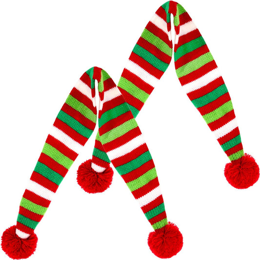 Festive 2-Pack Christmas Striped Knitted Dog Scarves - Cozy Winter Neck Warmers for Pets - Holiday Bandana Accessories for Dogs and Cats