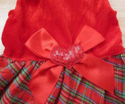 Adorable Bow-Knot Christmas Plaid Dog Dress - Size L for Festive Fun!