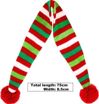 Festive 2-Pack Christmas Striped Knitted Dog Scarves - Cozy Winter Neck Warmers for Pets - Holiday Bandana Accessories for Dogs and Cats
