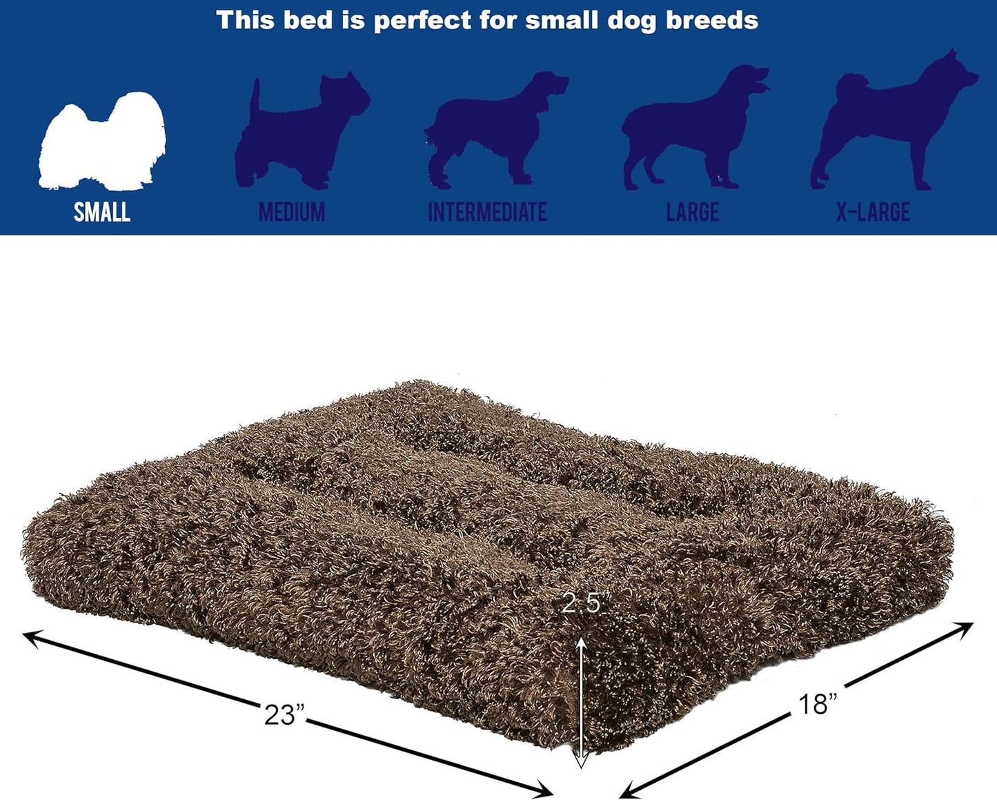 Cozy Chic Small Pet Bed - Ultra-Soft, Overstuffed & Machine Washable for 24-Inch Crates