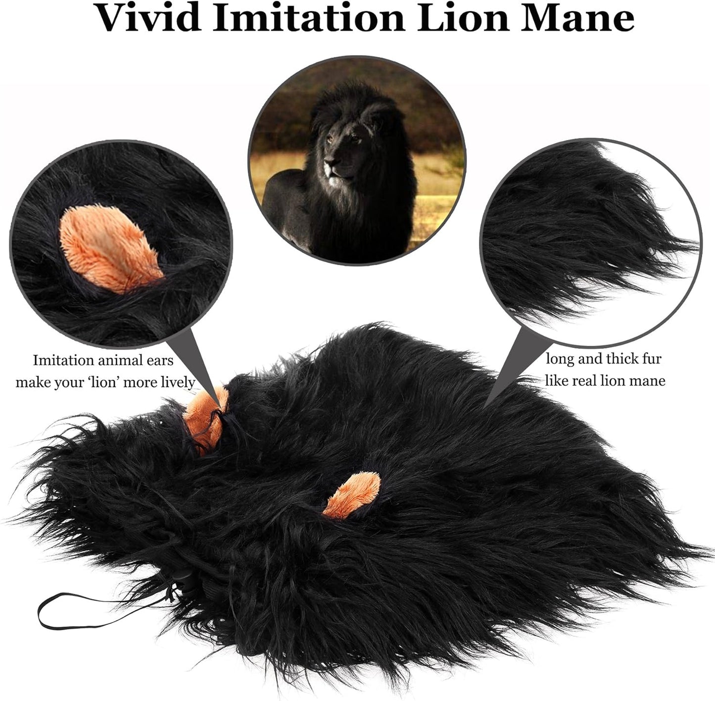 Adorable Lion Mane Wig for Dogs with Ears - Hilarious Pet Costume for Halloween & Christmas Fun!