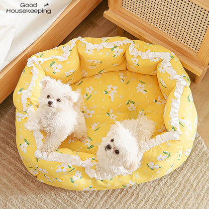 Cozy Summer Cat & Dog Bed House - Stylish Pet Tent & Cushion for Small Pets