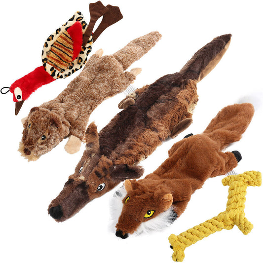 Ultimate 5-Pack Dog Squeaky Toys - Durable Plush Chew Toys with No Stuffing