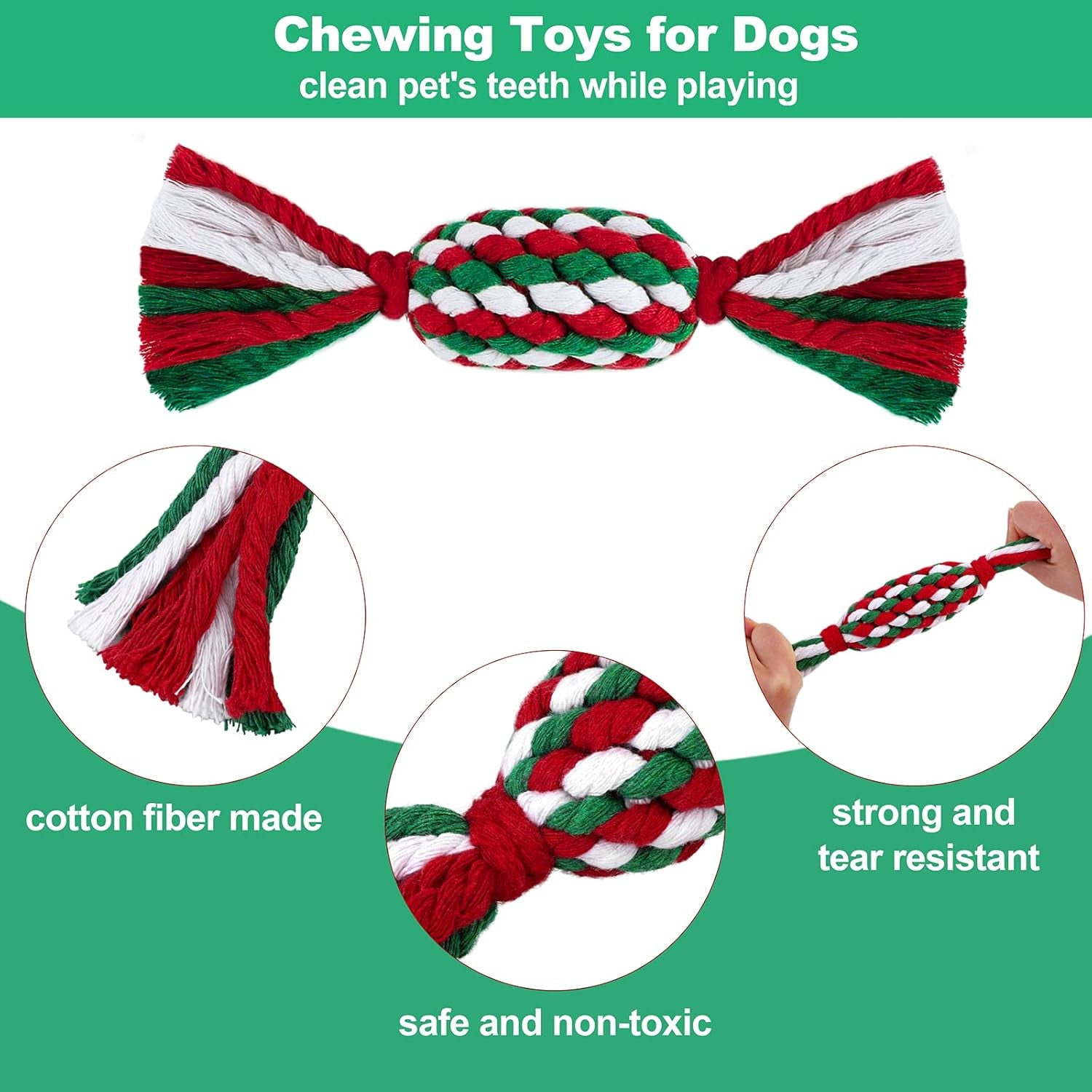 Festive 4-Pack Dog Costume Set: Reindeer Antlers, Christmas Scarf, Chew Toys & Candy Cane