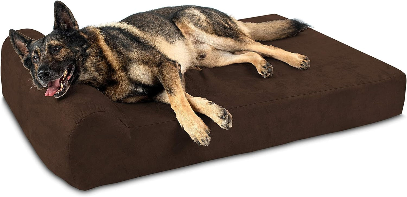 Extra Large Orthopedic Dog Bed - 7" Thick Soft Cushion with Washable Microsuede Cover - Made in USA - Chocolate Color
