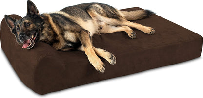 Extra Large Orthopedic Dog Bed - 7" Thick Soft Cushion with Washable Microsuede Cover - Made in USA - Chocolate Color