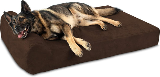 Extra Large Orthopedic Dog Bed - 7" Thick Soft Cushion with Washable Microsuede Cover - Made in USA - Chocolate Color