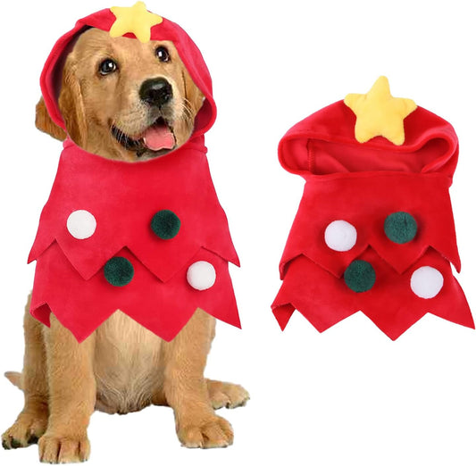 Festive Christmas Tree Pet Costume for Dogs and Cats - Adorable Red Hat Accessory for Holiday Parties and Decorations