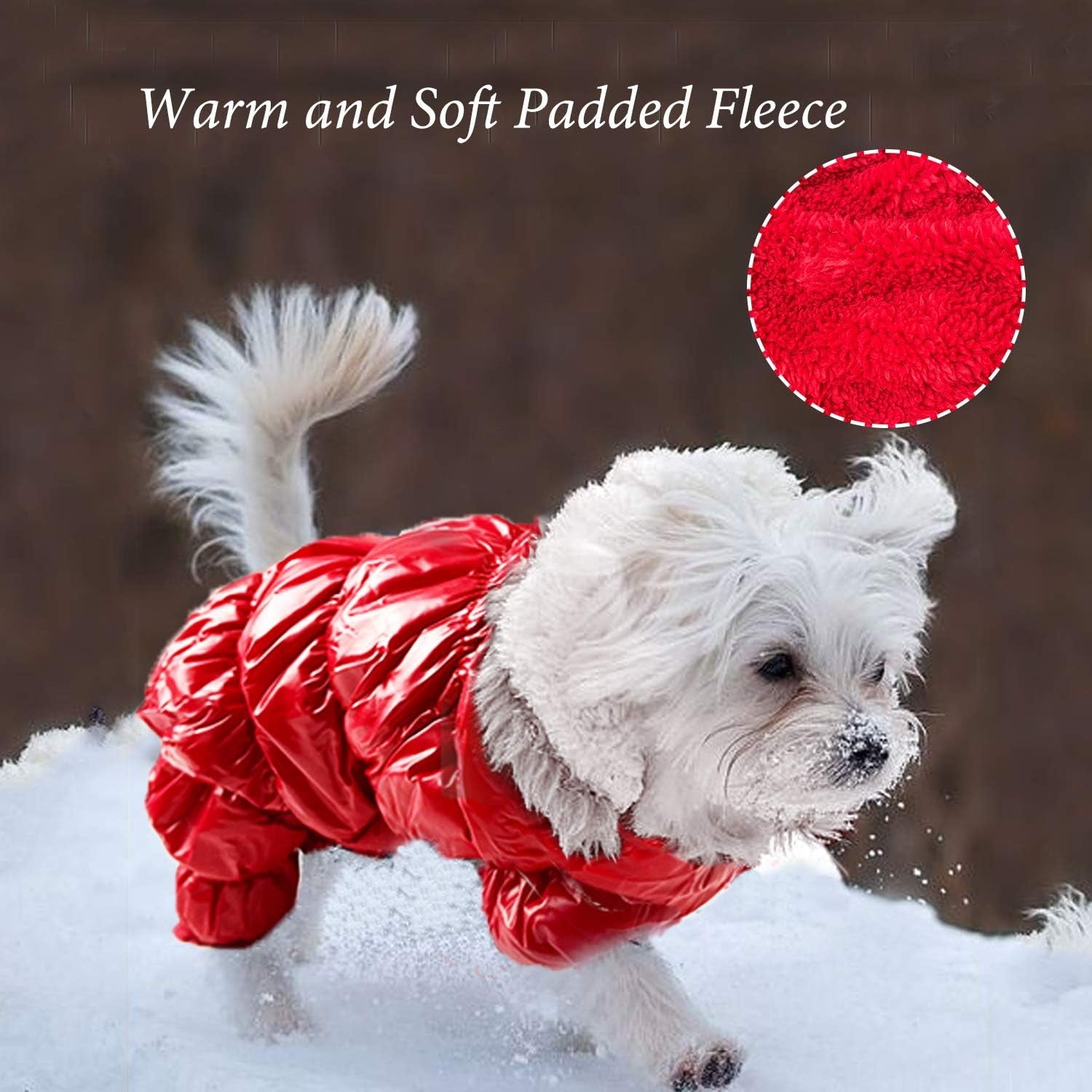 Cozy Red Waterproof Winter Dog Coat - Windproof Snowsuit for Small Dogs - Warm Fleece Jacket for Cold Weather