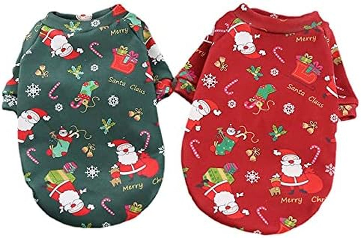 Festive Cartoon Fleece Hoodie for Small Dogs & Cats - Cozy Christmas Pullover in Green