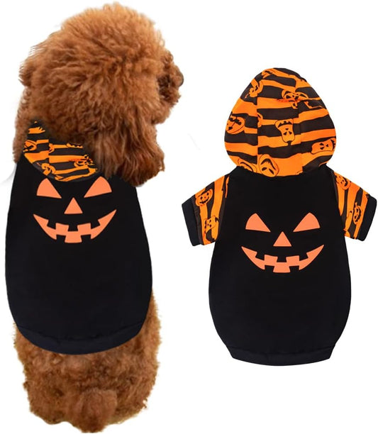 Adorable Dog Halloween Pumpkin Hoodie - X-Large Orange Pet Pajamas