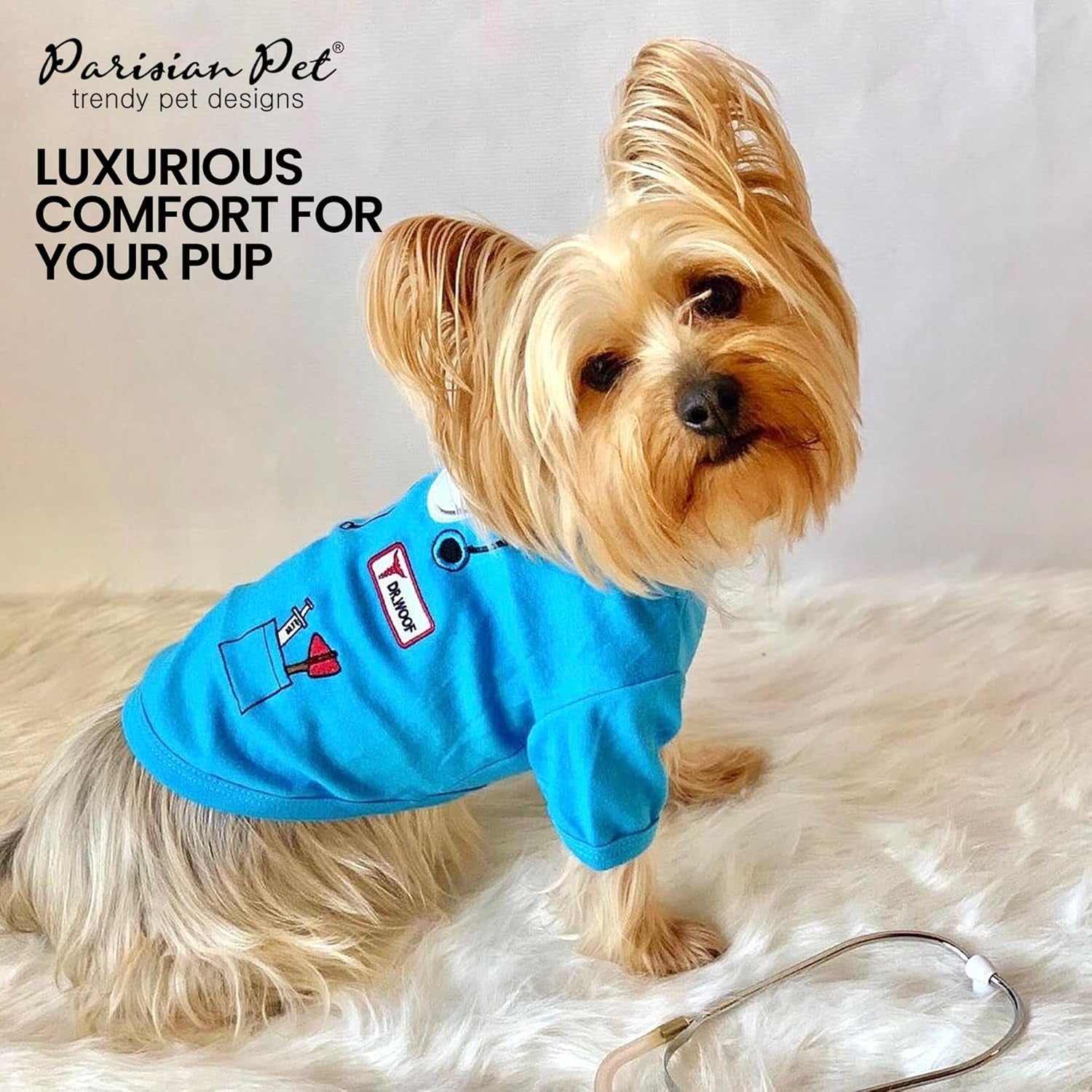 Adorable Doctor Dog Costume - Perfect Halloween Shirt for Pets - Stylish Sleeved T-Shirt for Dogs and Cats - Size L