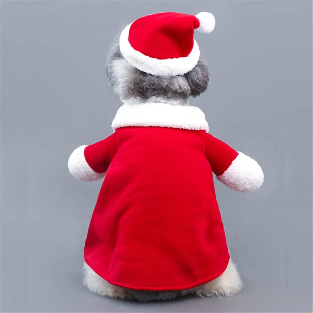 Festive Pet Christmas Costume - Funny Dog & Cat Outfit with Cap for Holiday Parties (Red, Large)