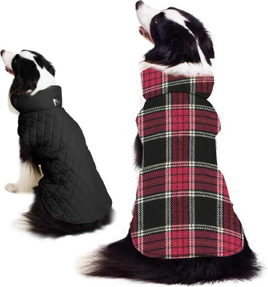 Stylish Reversible Dog Coats - Waterproof & Windproof Plaid Jackets for All Sizes - Perfect Cold Weather Apparel for Your Furry Friend!