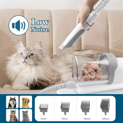 Ultimate 5-In-1 Dog Grooming Vacuum Kit - Professional Clippers with 6 Guide Combs for Effortless Pet Hair Removal on Dogs and Cats