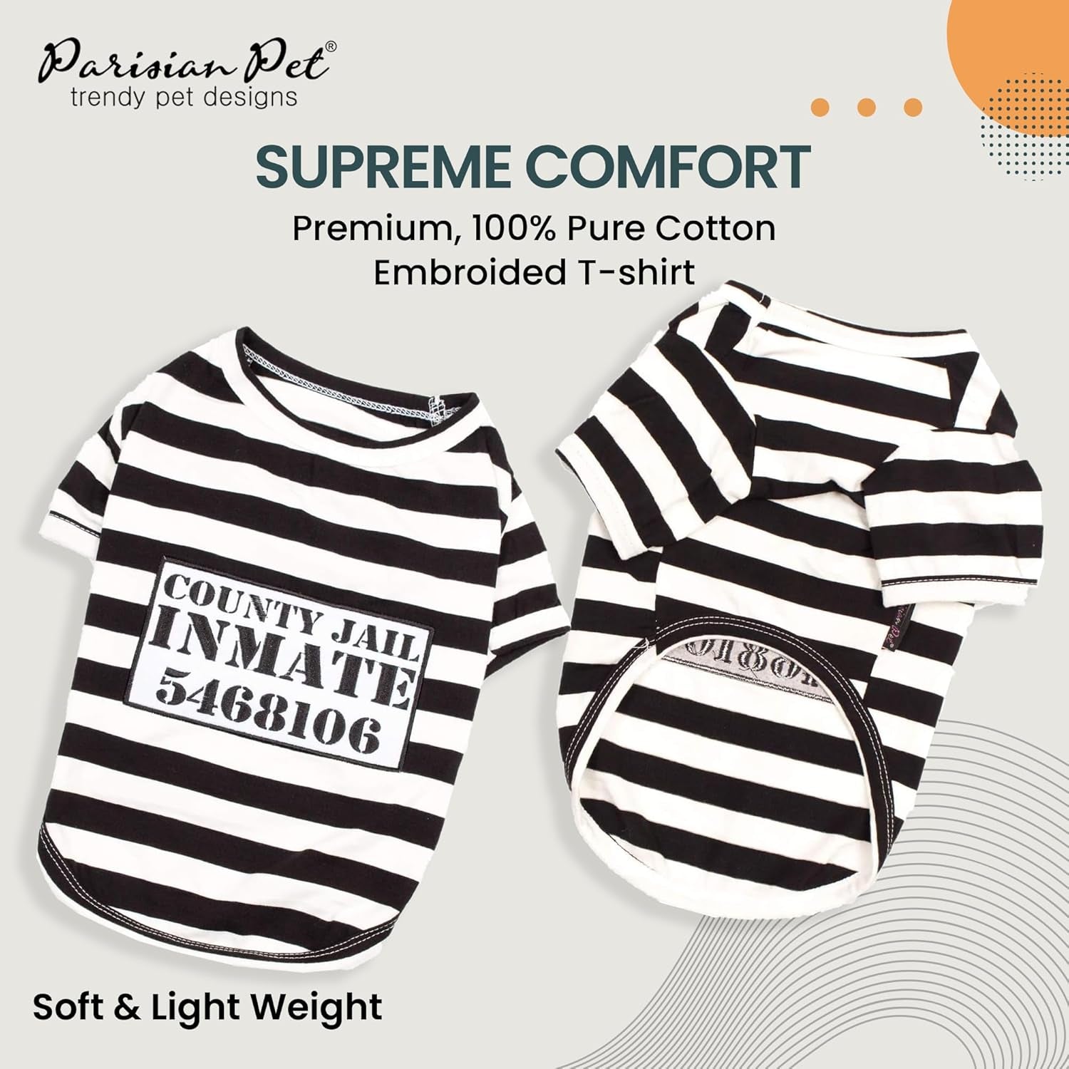 Adorable Prisoner Dog Halloween Costume - Stylish Black and White Striped Outfit for Medium Pets - Perfect Halloween Shirt for Dogs