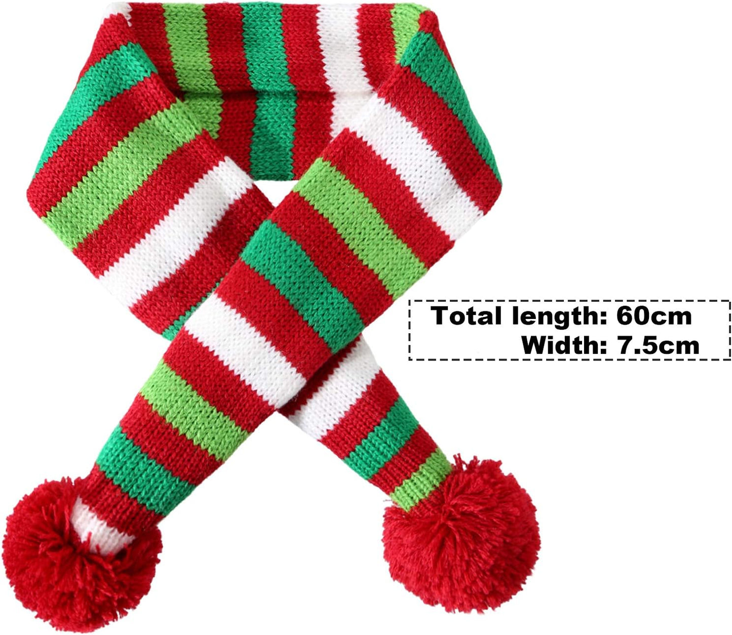 Festive Christmas Striped Knitted Dog Scarf - 2 Pack Winter Neck Warmers for Pets, Perfect Holiday Accessory for Dogs and Cats