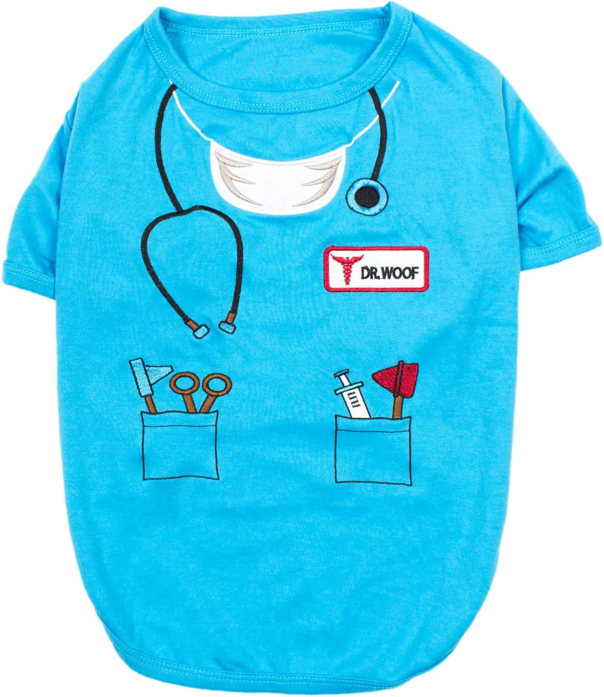 Adorable Doctor Dog Costume - Perfect Halloween Shirt for Pets - Stylish Sleeved T-Shirt for Dogs and Cats - Size L