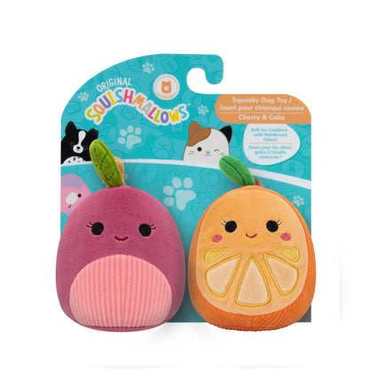 Delightful 2-Pack Plush Dog Toys: Cherry the Red Cherry & Celia the Orange Slice - 3.5 Inch Fun!