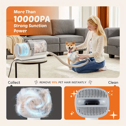 Ultimate 5-In-1 Dog Grooming Vacuum Kit - Professional Clippers with 6 Guide Combs for Effortless Pet Hair Removal on Dogs and Cats