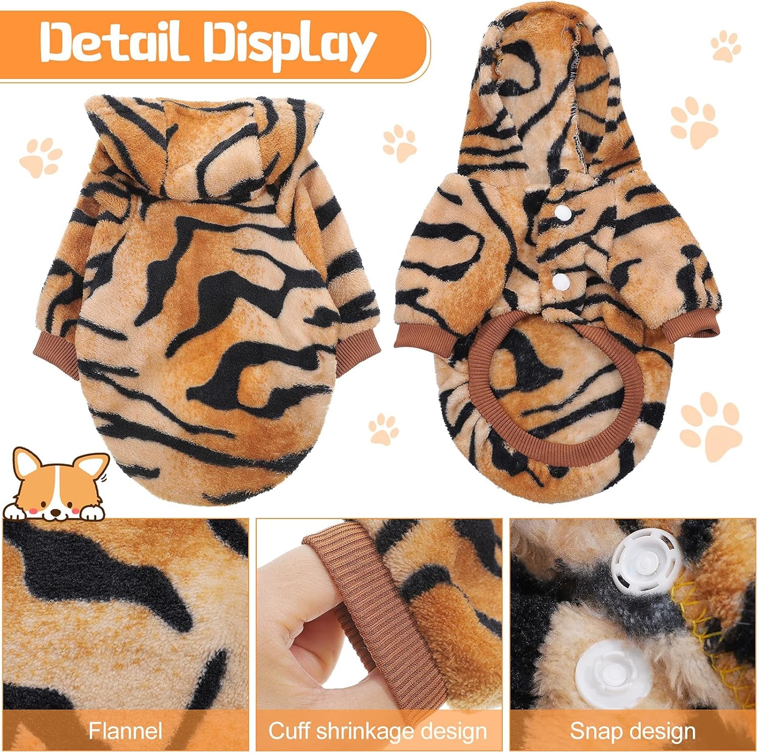 Adorable Lion & Tiger Costumes - 2 Pack Winter Sweaters for Small Dogs - Cozy Christmas Pet Coats (L Size)