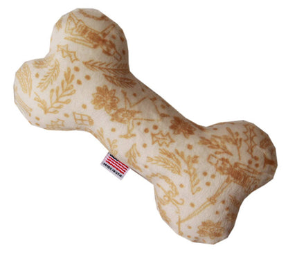 Happy Holidays Plush Dog Bone Toy - 6" Fun Patterns Available!