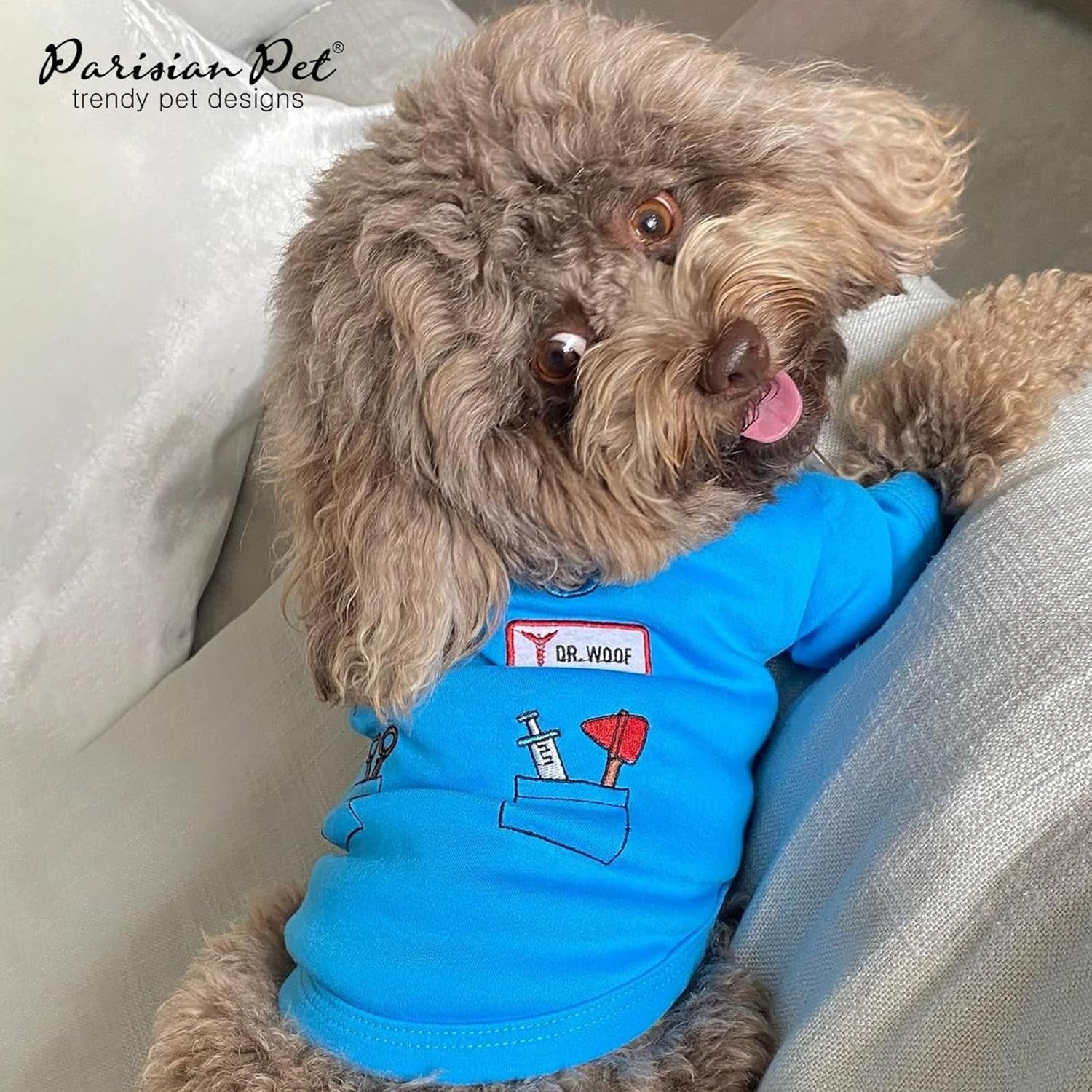 Adorable Doctor Dog Costume - Perfect Halloween Shirt for Pets - Stylish Sleeved T-Shirt for Dogs and Cats - Size L