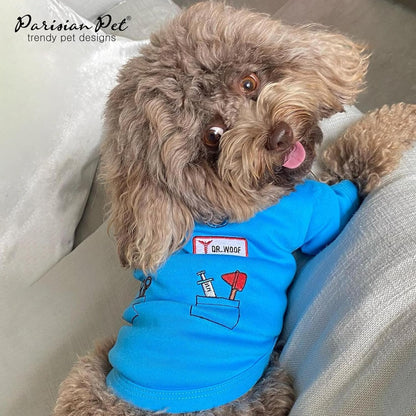 Adorable Doctor Dog Costume - Perfect Halloween Shirt for Pets - Stylish Sleeved T-Shirt for Dogs and Cats - Size L