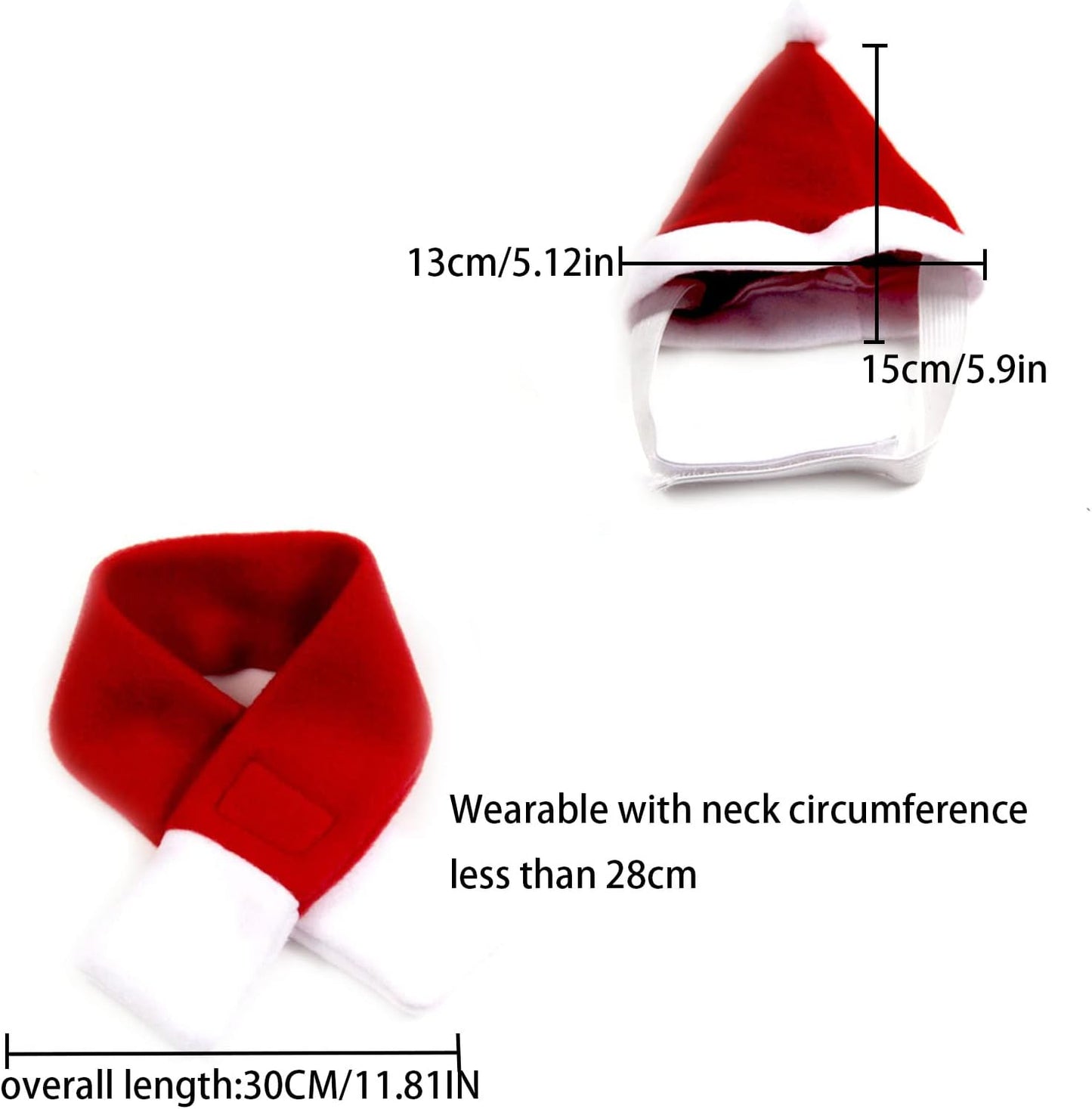 Adorable 2PCS Christmas Pet Costume Set - Santa Hat & Scarf for Festive Pet Fun (S)