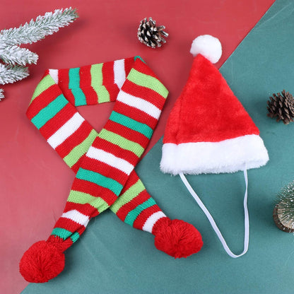 Adorable 4-Piece Christmas Pet Accessory Set - Stylish Dog Scarves & Santa Hats for Dogs and Cats (M-Scarf + Hat)