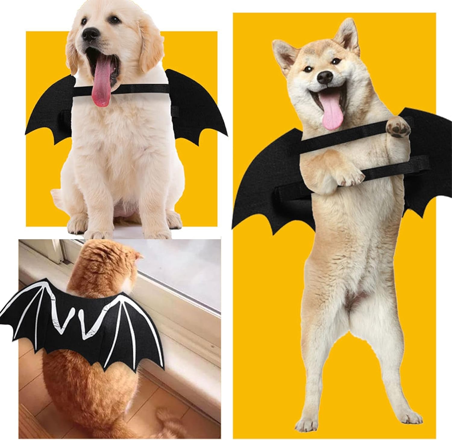 Luminous Skeleton Bone Bat Wings Halloween Costumes for Dogs and Cats - Perfect Dress-Up Apparel for Kittens and Puppies
