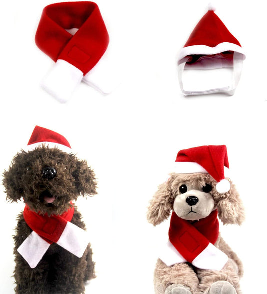 Adorable 2PCS Christmas Pet Costume Set - Santa Hat & Scarf for Festive Pet Fun (S)