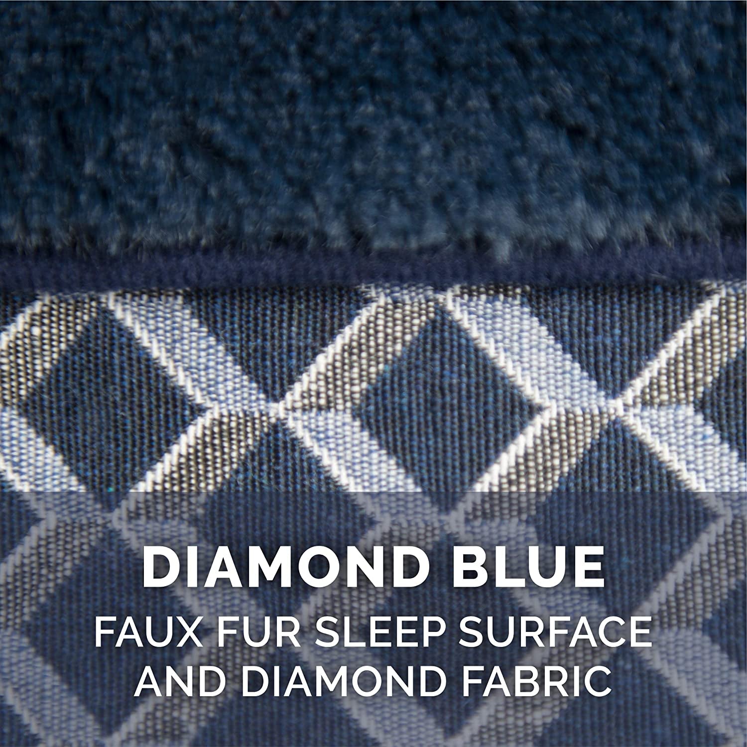 Cozy Diamond Blue Memory Foam Dog Bed with Removable Bolsters & Washable Cover - Perfect for Medium/Small Dogs up to 35 Lbs
