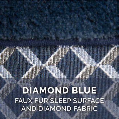 Cozy Diamond Blue Memory Foam Dog Bed with Removable Bolsters & Washable Cover - Perfect for Medium/Small Dogs up to 35 Lbs