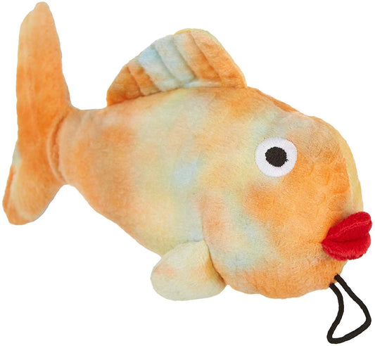 Vibrant 10'' Tie Dye Fish Dog Toy - Perfect for Playtime in Yellow and Orange!
