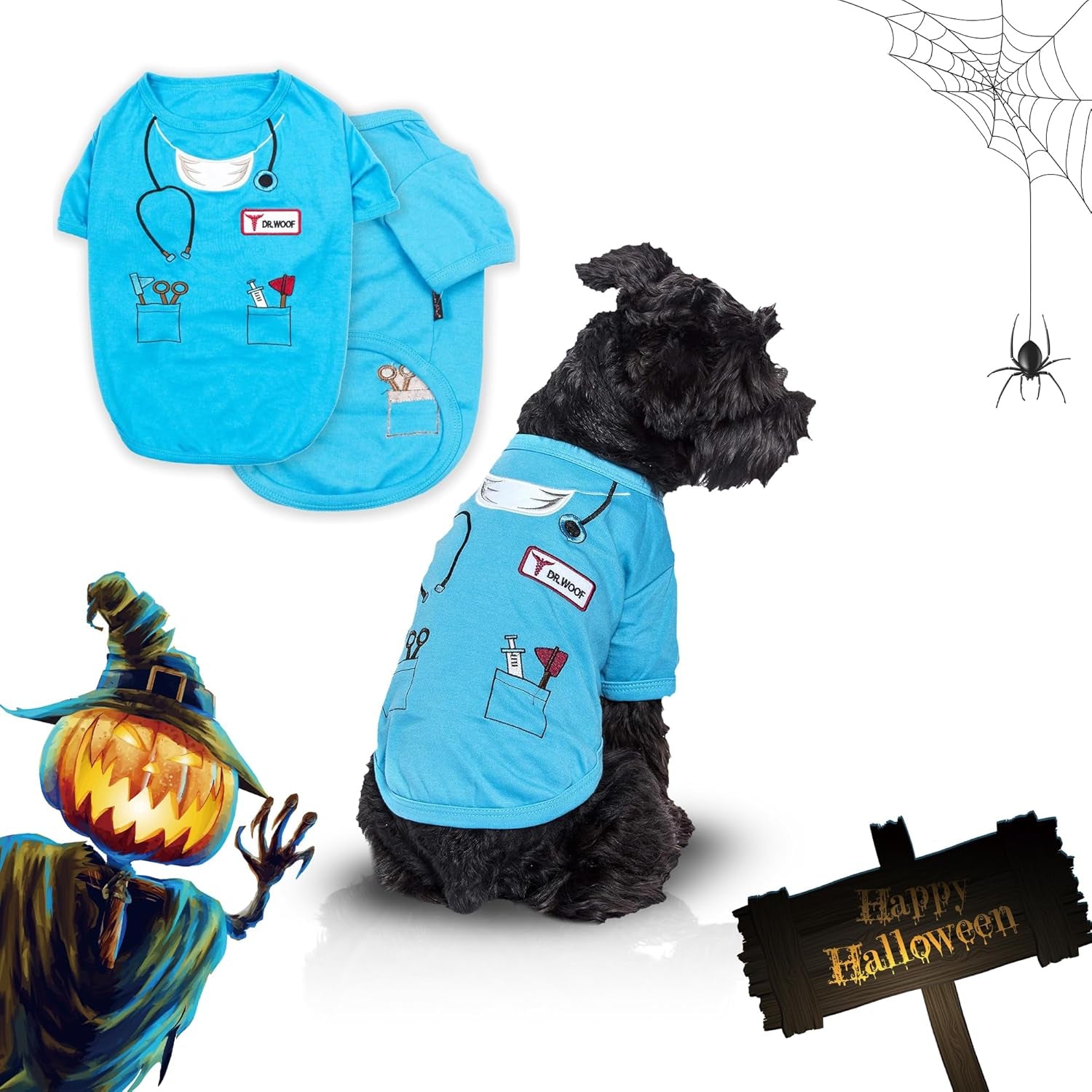 Adorable Doctor Dog Costume - Perfect Halloween Shirt for Pets - Stylish Sleeved T-Shirt for Dogs and Cats - Size L