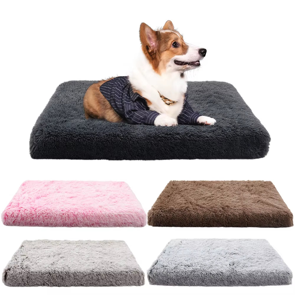 Luxury Plush Square Pet Bed - Cozy Sofa for Dogs & Cats, Stylish Winter/Summer Mat with Cartoon Design