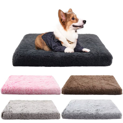 Luxury Plush Square Pet Bed - Cozy Sofa for Dogs & Cats, Stylish Winter/Summer Mat with Cartoon Design